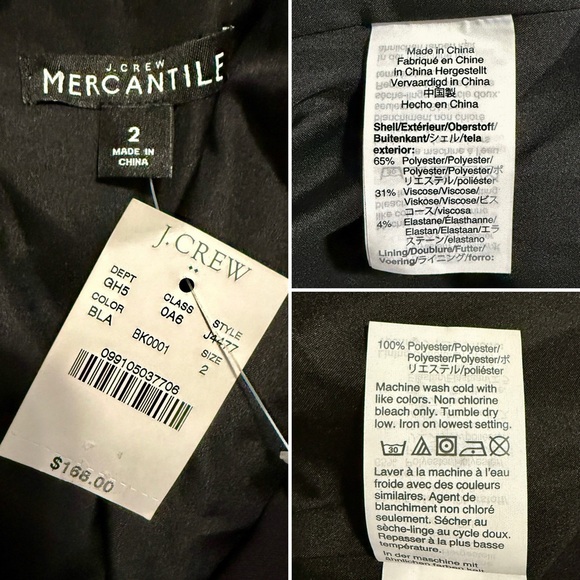 J. Crew Mercantile Classic Black 2 Button Blazer Size 2 NWT - Picture 6 of 6